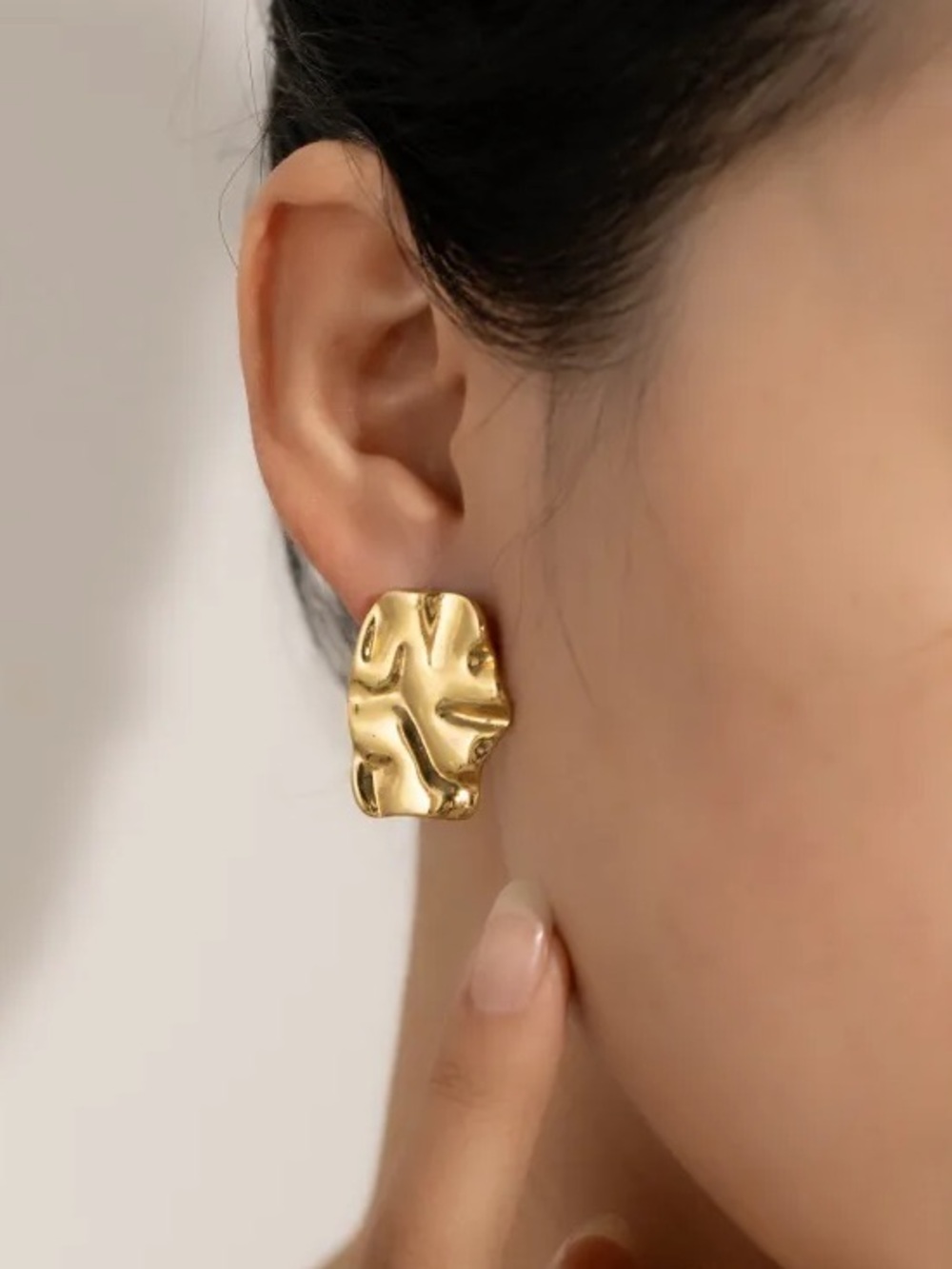 Gold Abstract Organic Stud Earrings.